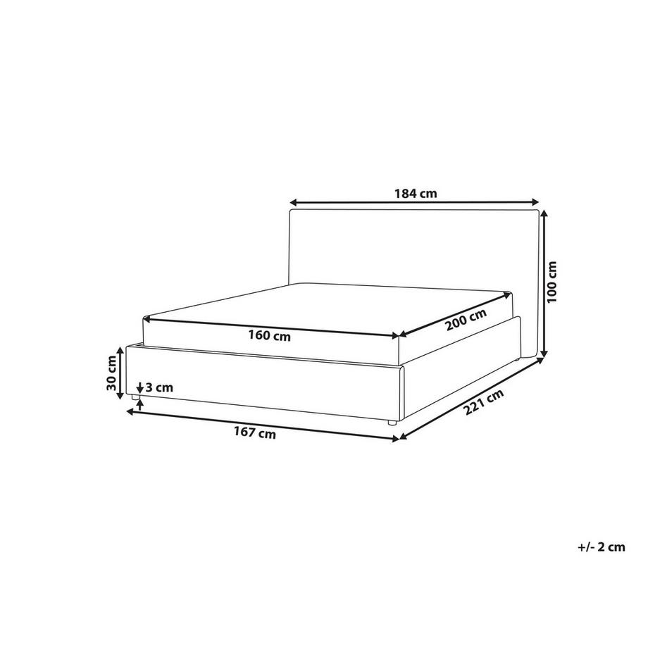 Beliani Lit avec sommier en Bouclé Traditionnel LAVAUR  