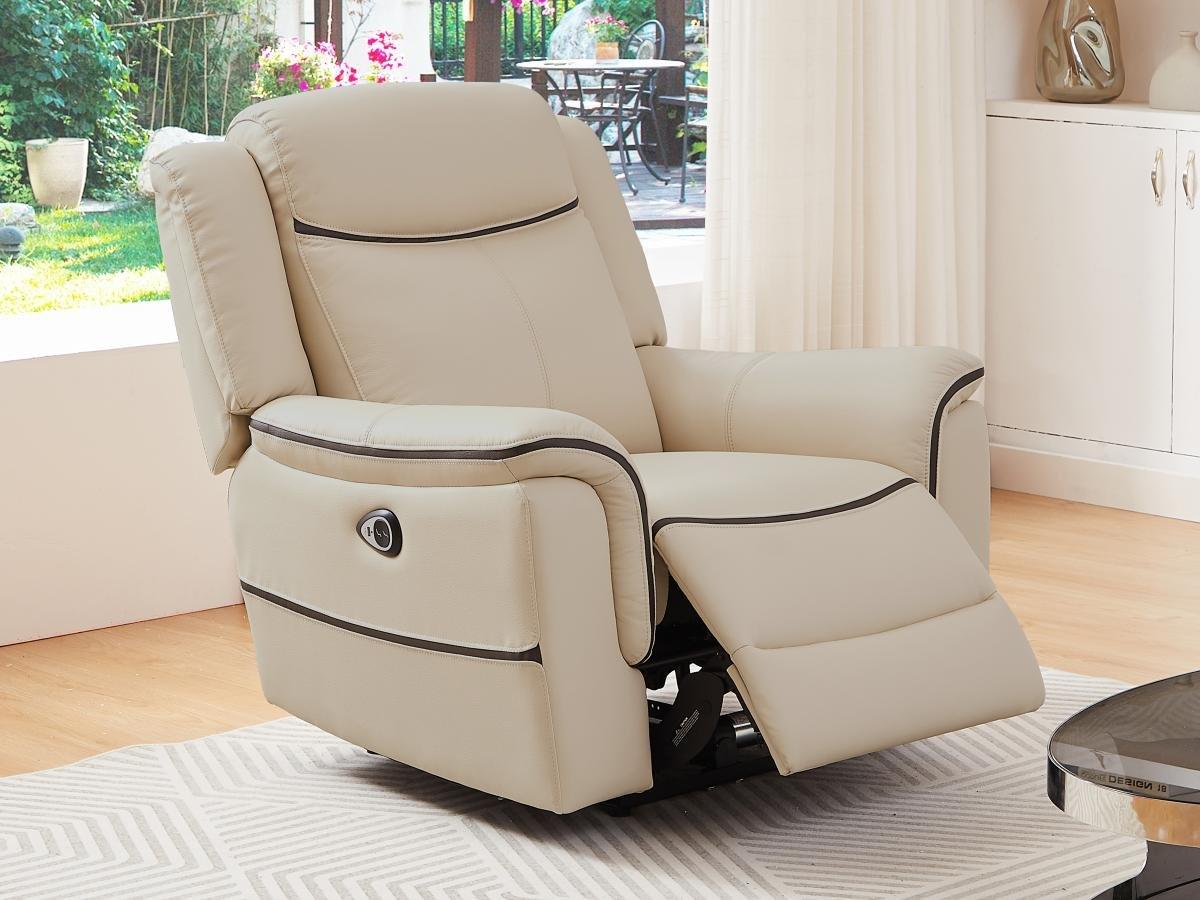 Vente-unique Relaxsessel elektrisch - Leder - Beige - ADELIO  