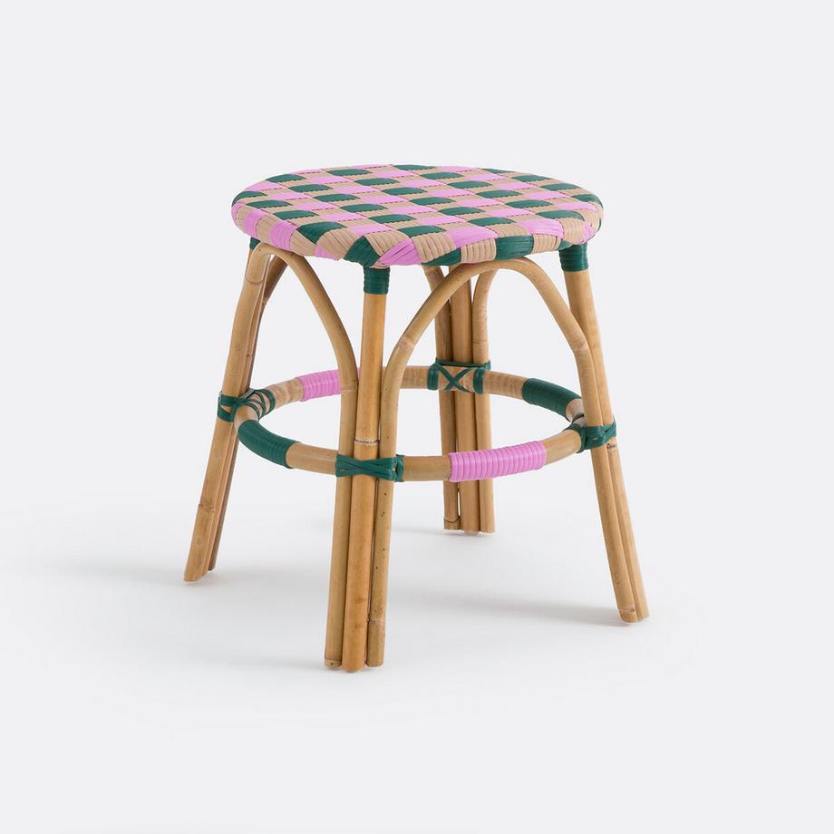 Hocker aus natürlichem Rattan und geflochtenem Harz