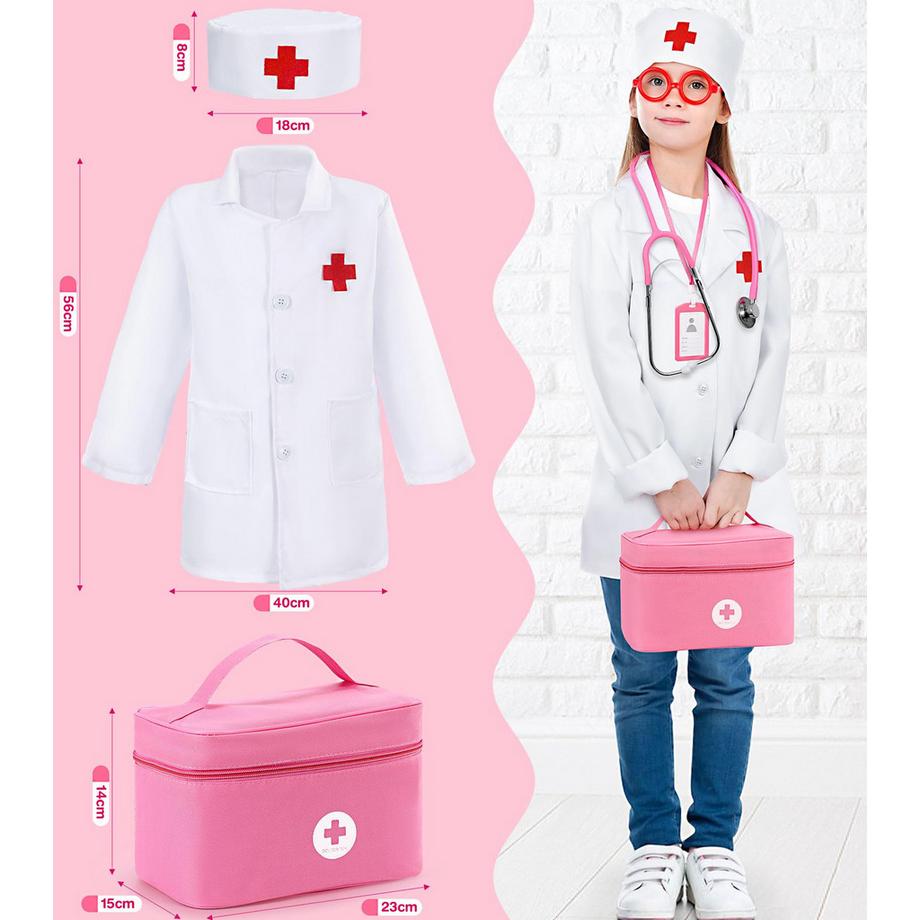 Activity-board  Arztkoffer Kinder Holzspielset, Arztkoffer für Kinder, medizinisches Spielzeug mit echtem Stethoskop, Rollenspiel 