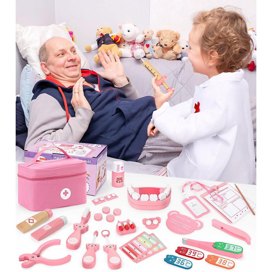 Activity-board  Arztkoffer Kinder Holzspielset, Arztkoffer für Kinder, medizinisches Spielzeug mit echtem Stethoskop, Rollenspiel 