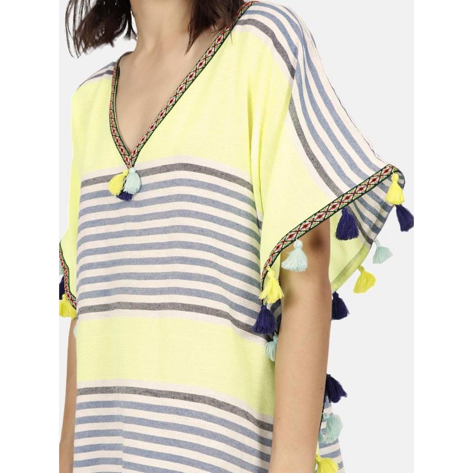 Admas Gestreifter Strand Kaftan mit Quasten  