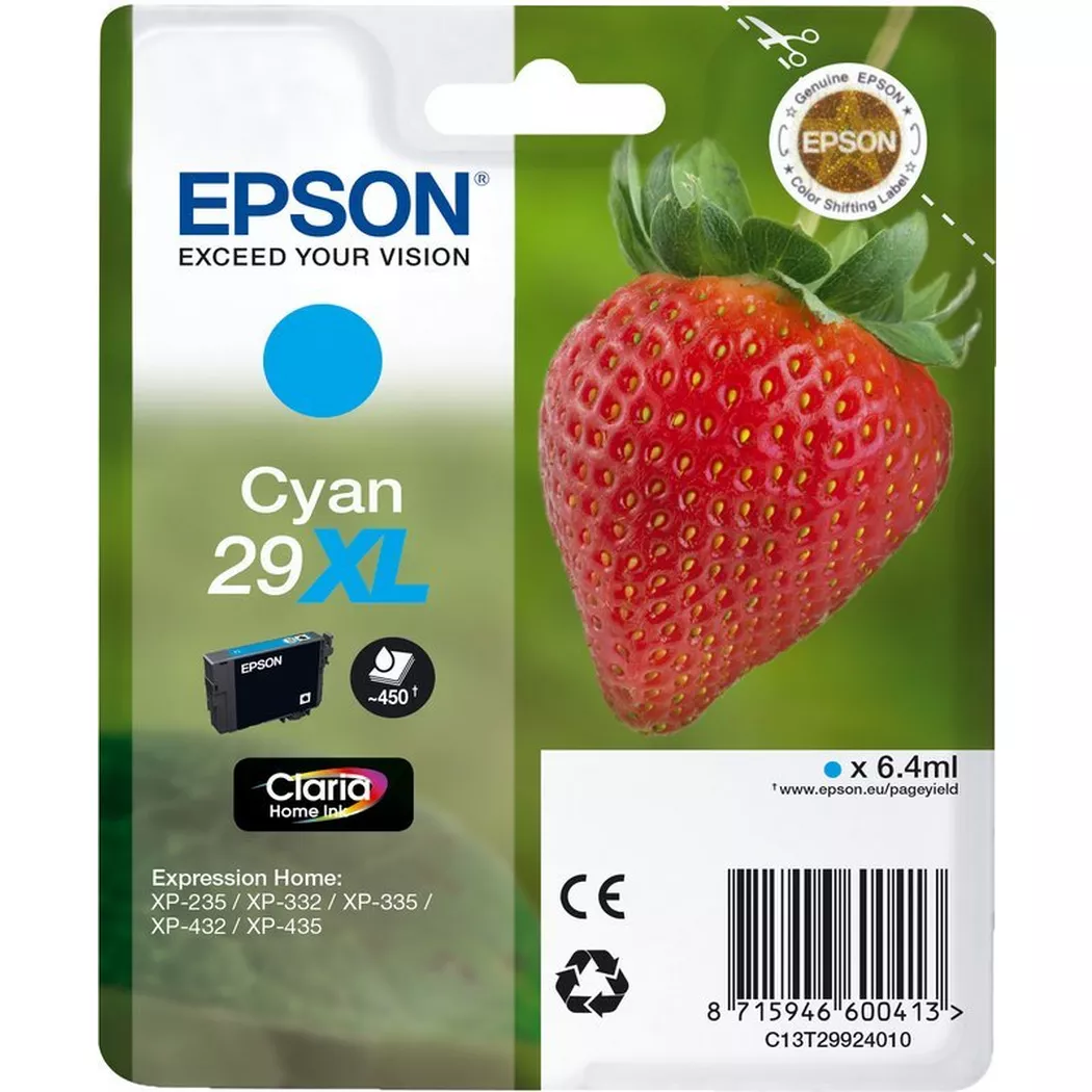 Epson – Tintenpatrone XL cyan T299240 XP-235/335/435 450 Seiten, One Size