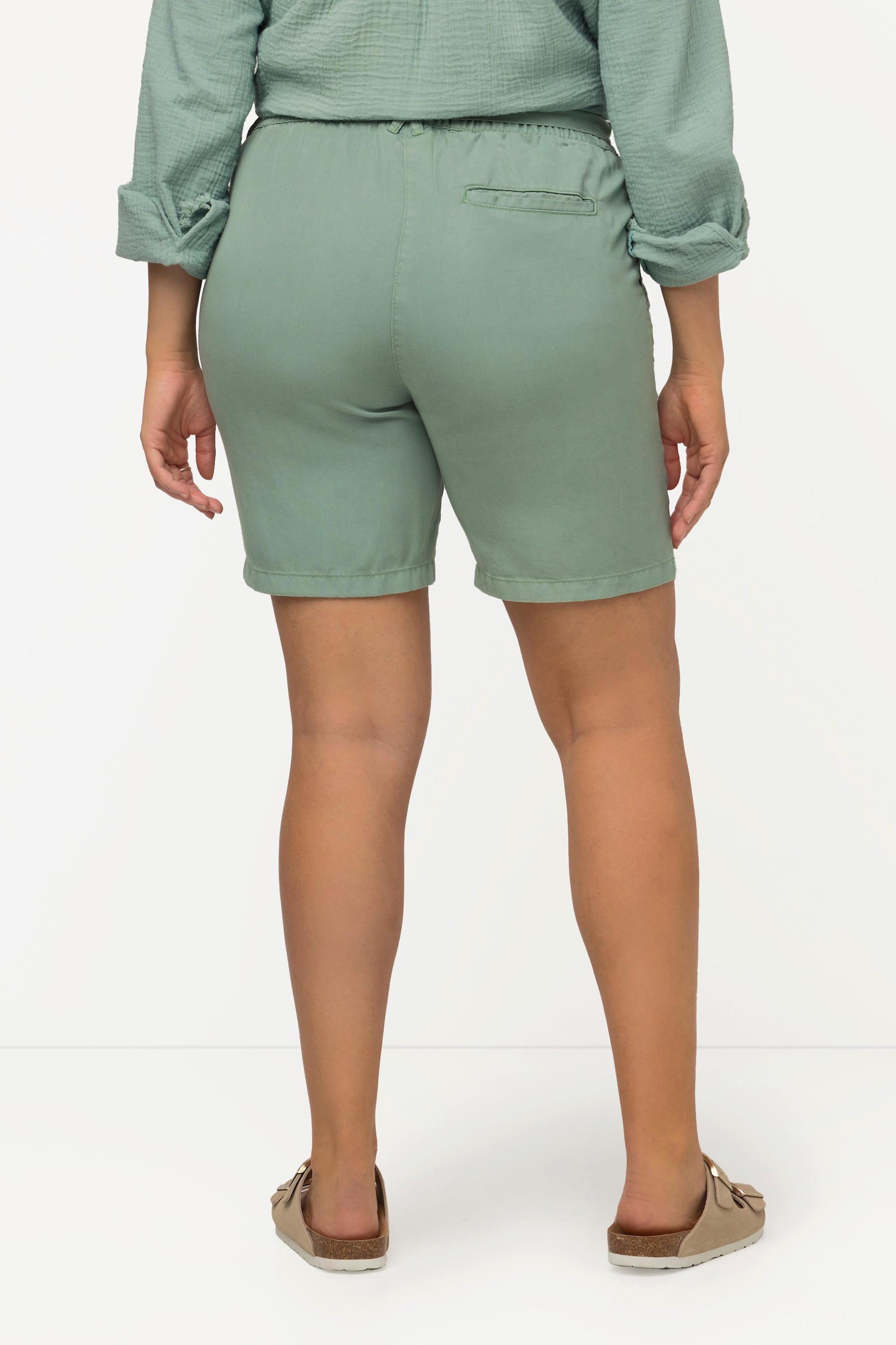 Ulla Popken Short Rose Lyocell Aspect Jean Jambe Large Taille Élastique  