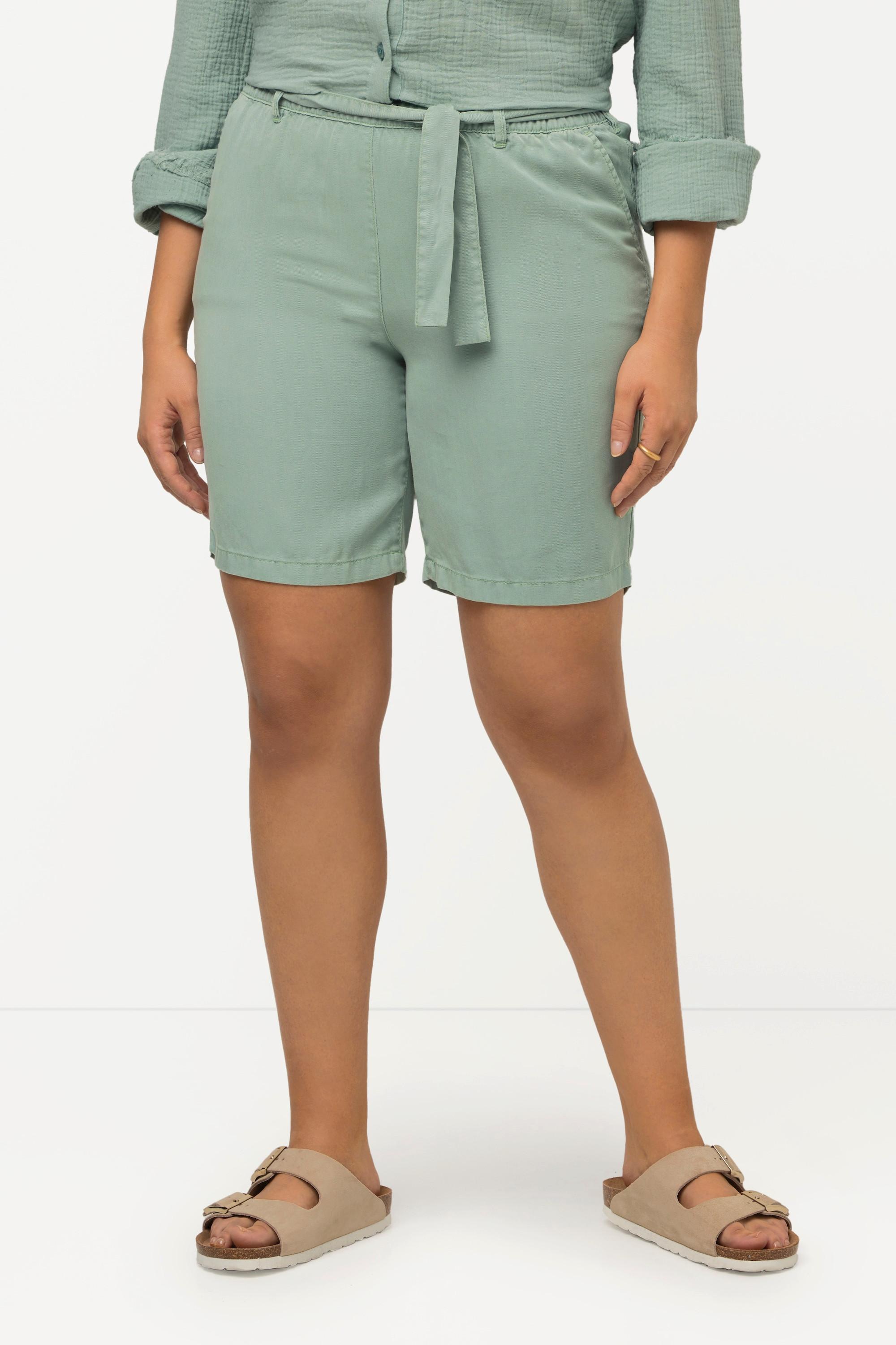 Ulla Popken Short Rose Lyocell Aspect Jean Jambe Large Taille Élastique  