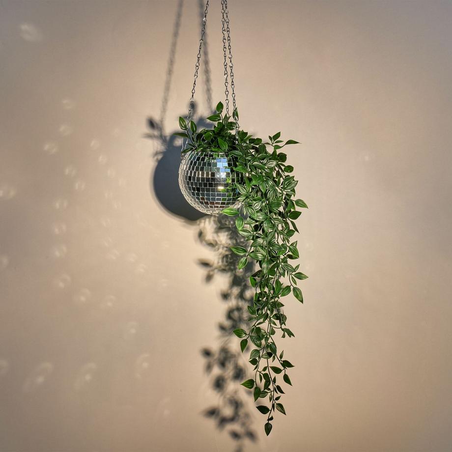 Northix Vaso di fiori sospeso con palla da discoteca  