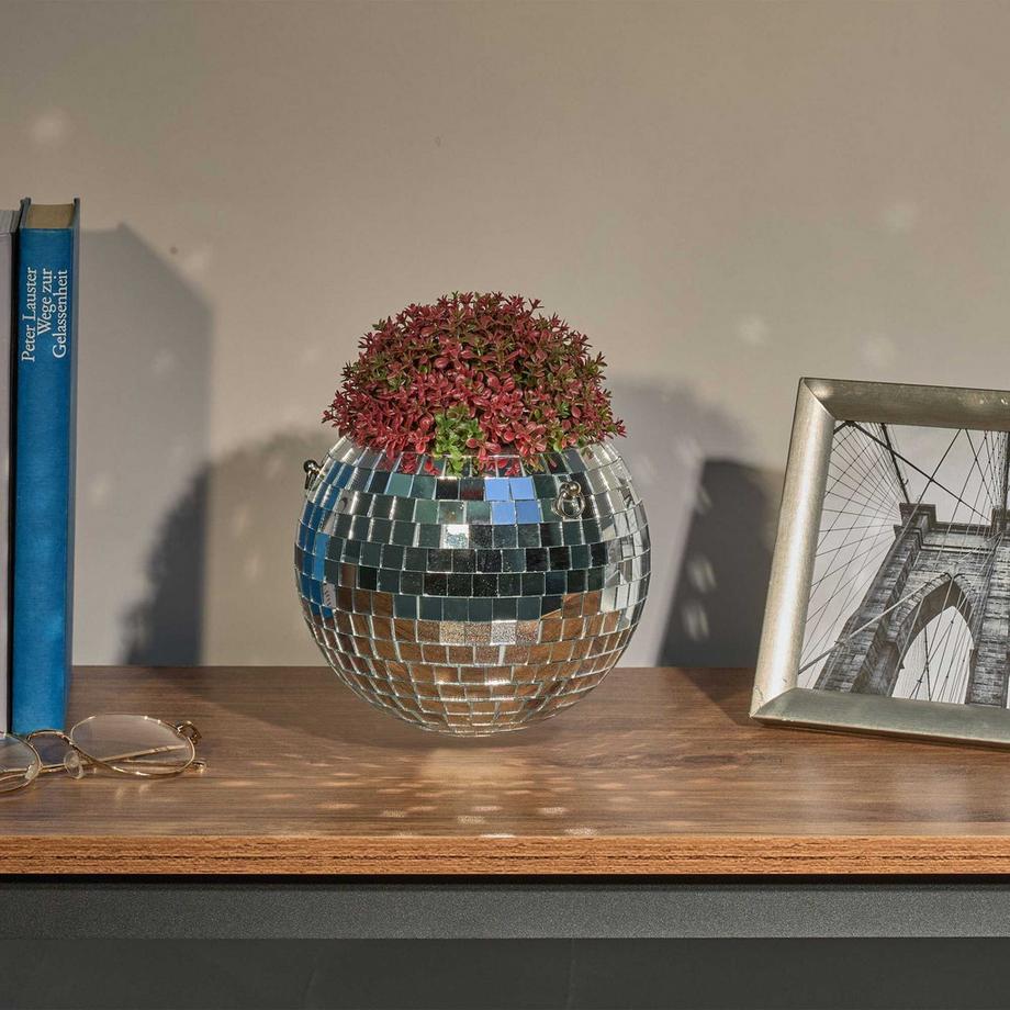 Northix Vaso di fiori sospeso con palla da discoteca  