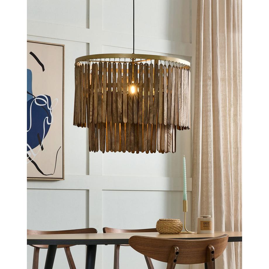 Beliani Lampada a sospensione en Legno di mango  KAVERI  