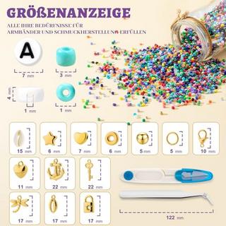 Activity-board  7000 pièces Perles de verre colorées, perles de bricolage pour l'enfilage avec des perles de lettres pour des idées de cadeaux 