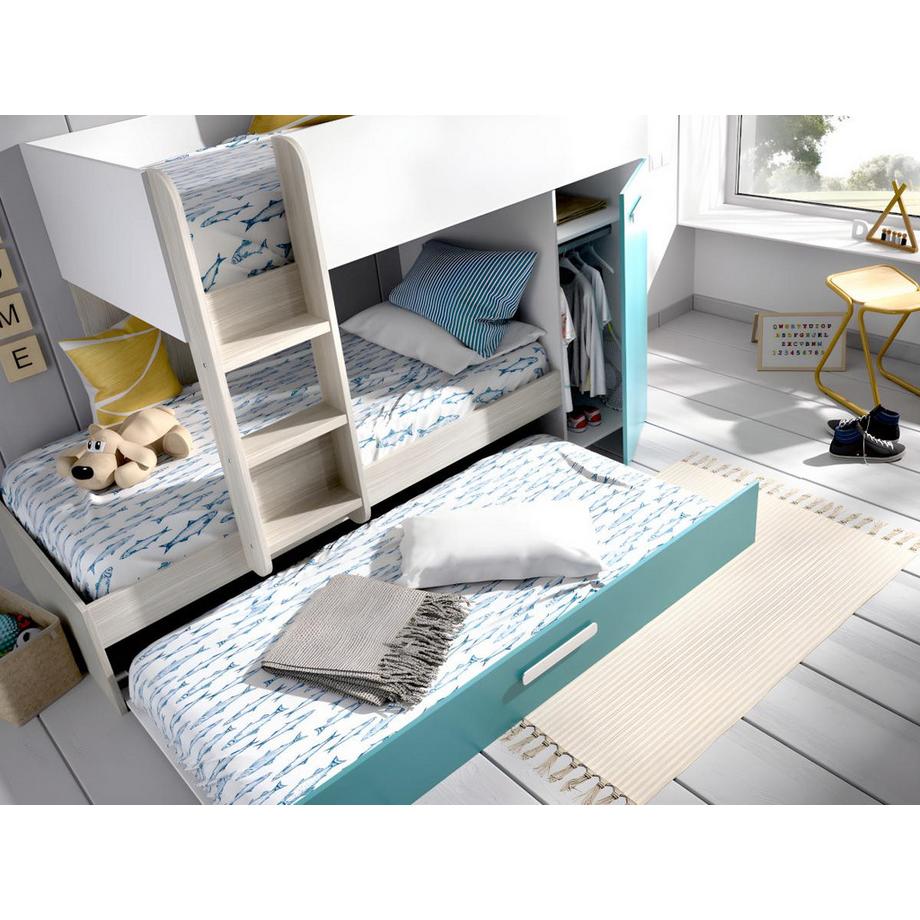 Vente-unique Lits superposés avec tiroir lit gigogne ANTHONY avec rangements 3 chêne  