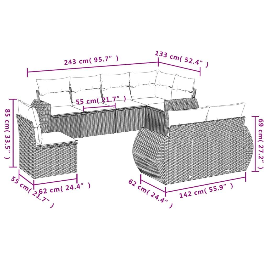 VidaXL Ensemble de canapés de jardin rotin synthétique  