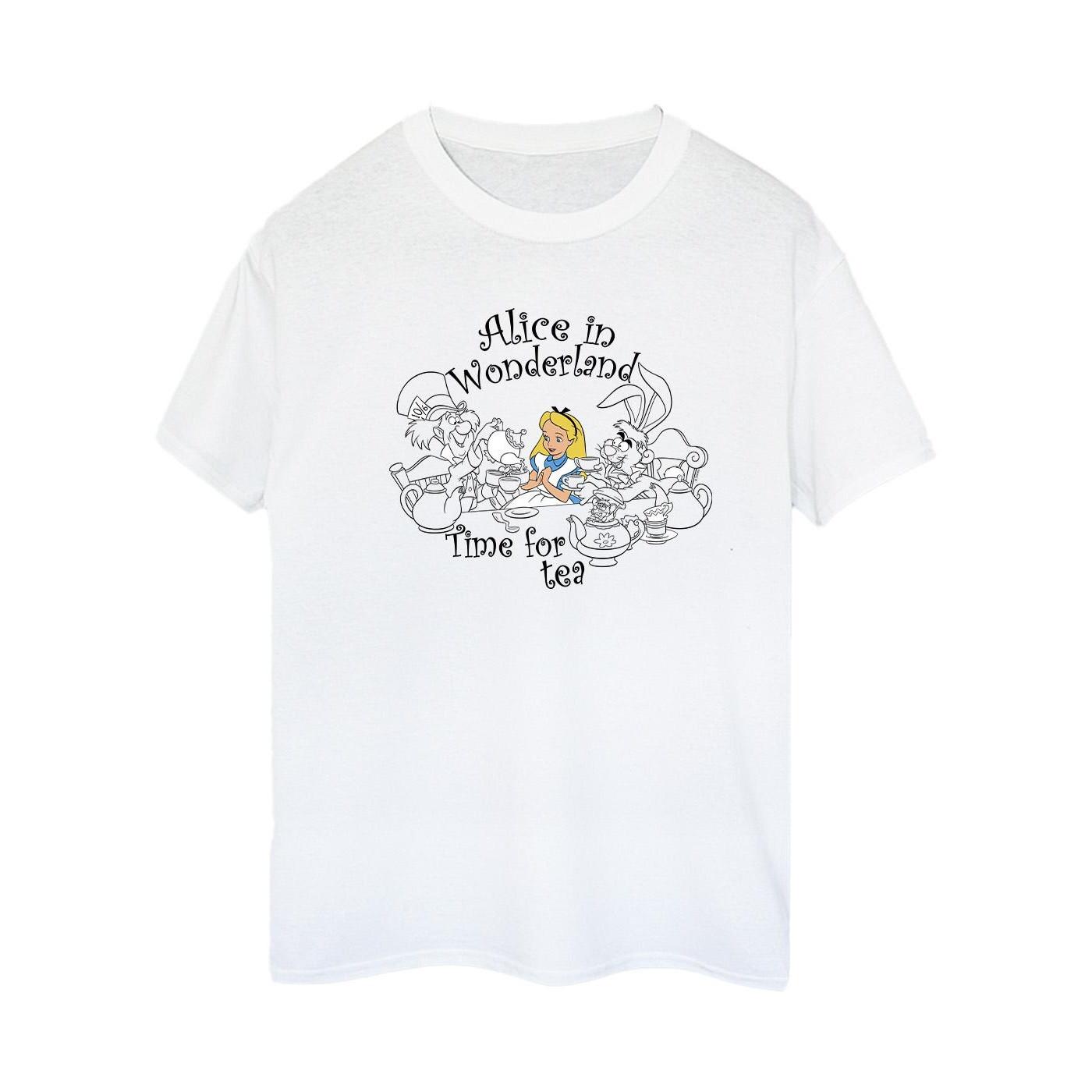 Image of Alice In Wonderland Time For Tea Tshirt Damen Weiss L