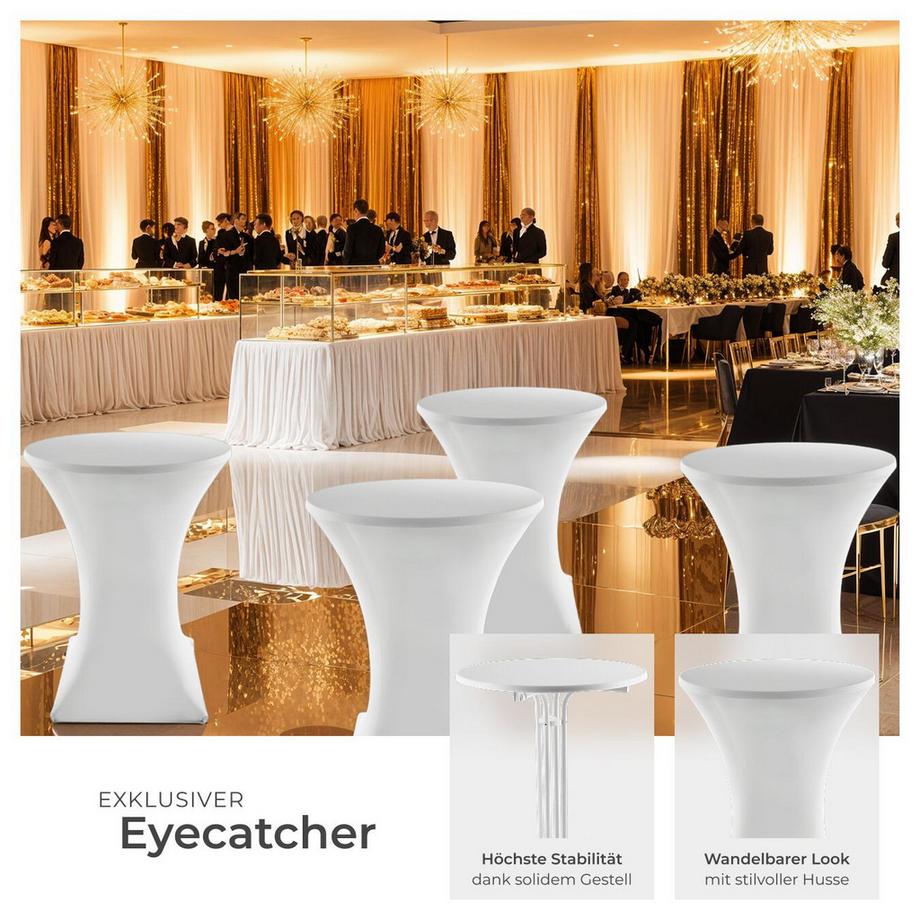 Tectake Stehtisch Eren rund mit Tischhusse klappbar, 90 x 110 cm  