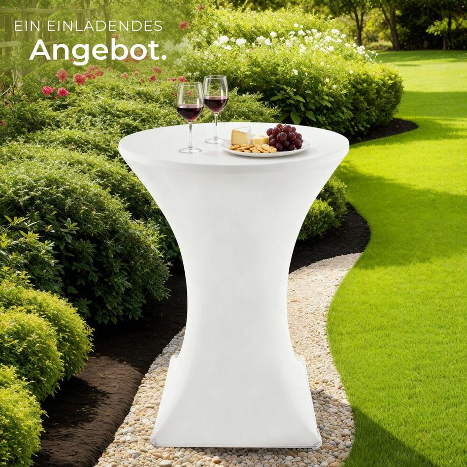 Tectake Stehtisch Eren rund mit Tischhusse klappbar, 90 x 110 cm  