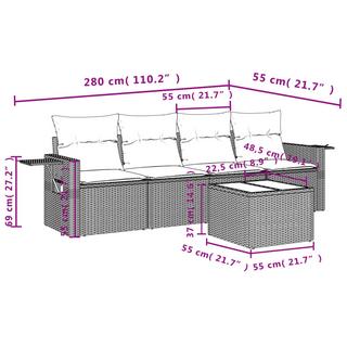 VidaXL Ensemble de canapés de jardin rotin synthétique  