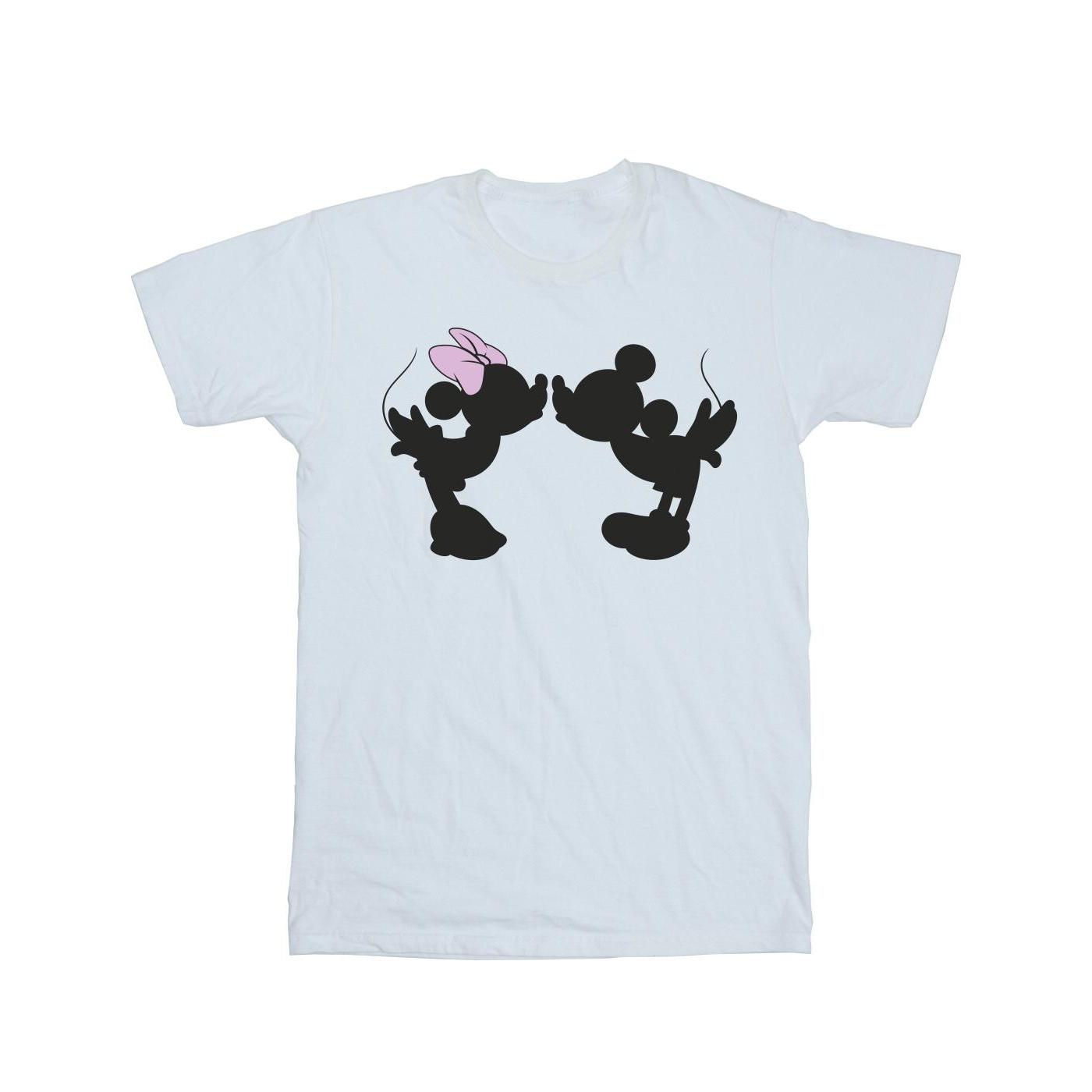 Image of Mickey Minnie Kiss Silhouette Tshirt Unisex Weiss 152-158