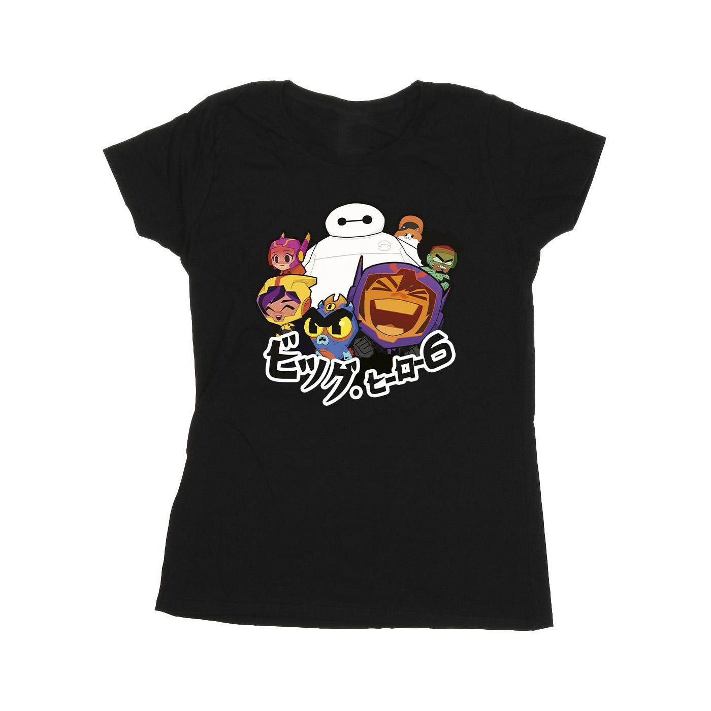 Image of Big Hero 6 Baymax Group Manga Tshirt Damen Schwarz S
