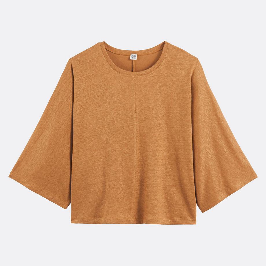 La Redoute Collections Lin Col Rond Manches Larges T-Shirt  