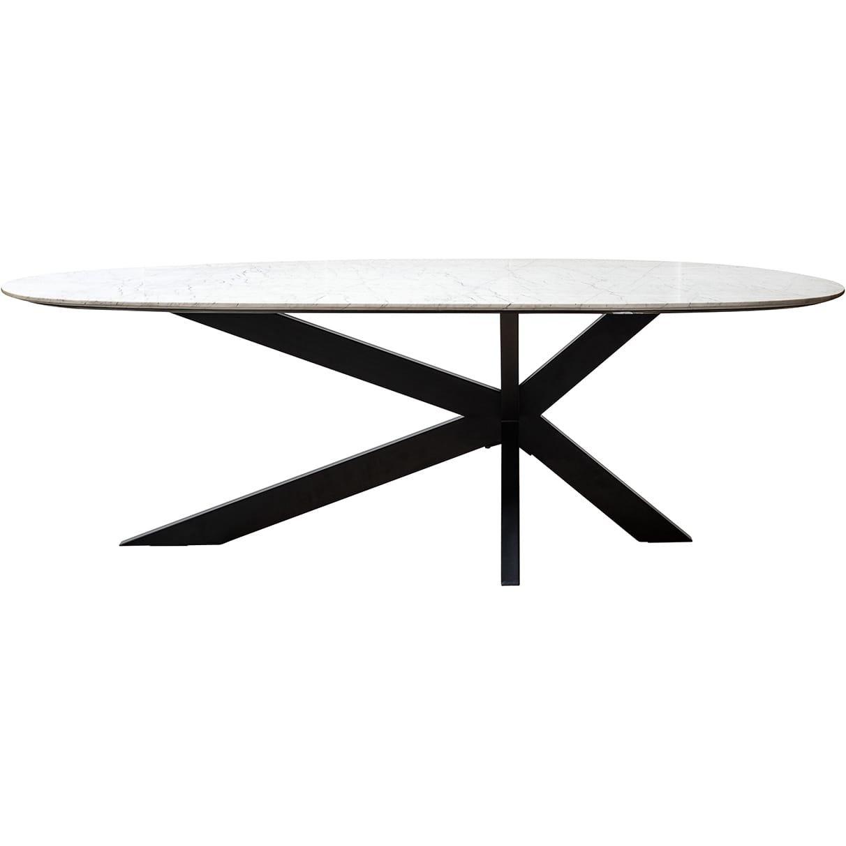 mutoni Table à manger Trocadéro marbre blanc 220x100  