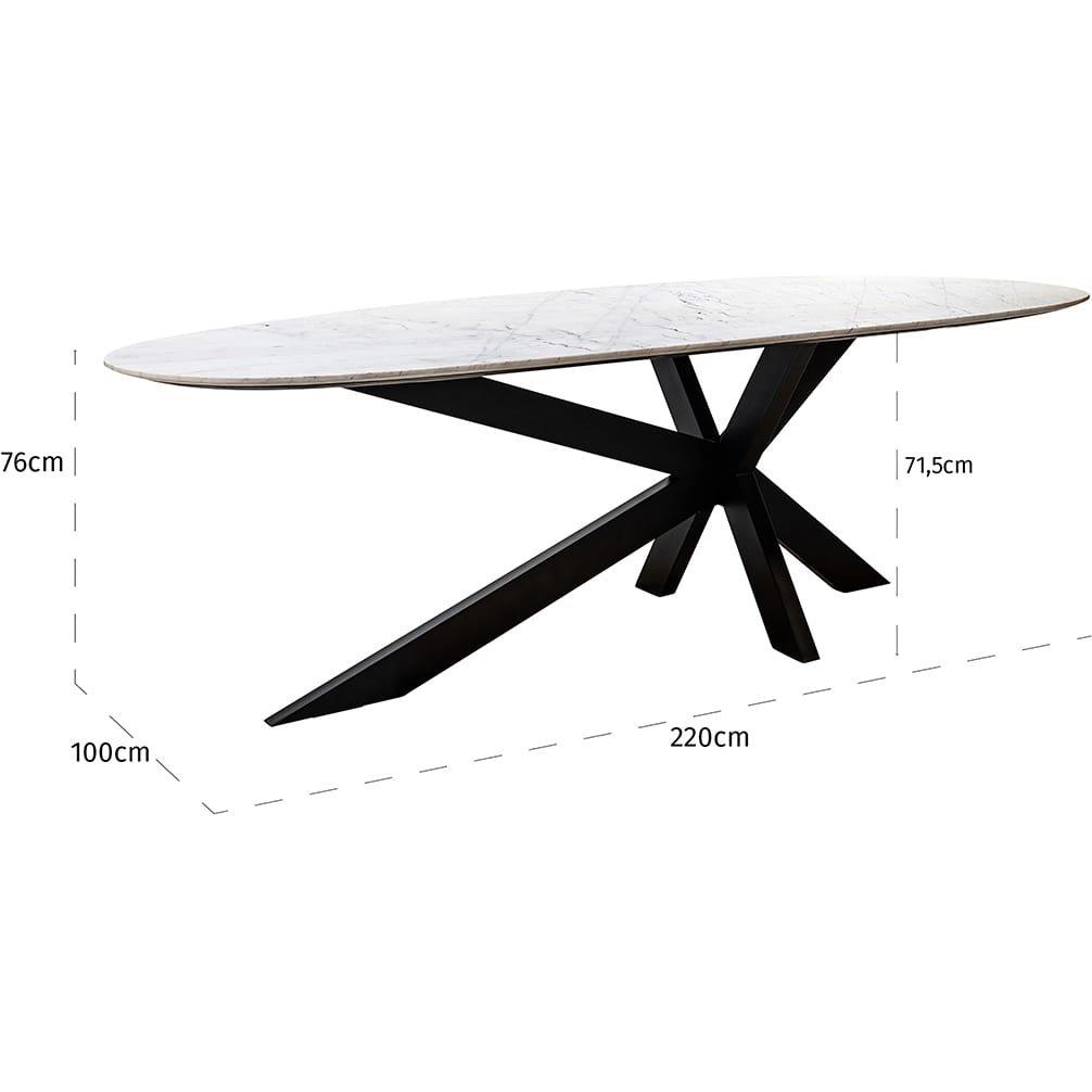 mutoni Table à manger Trocadéro marbre blanc 220x100  