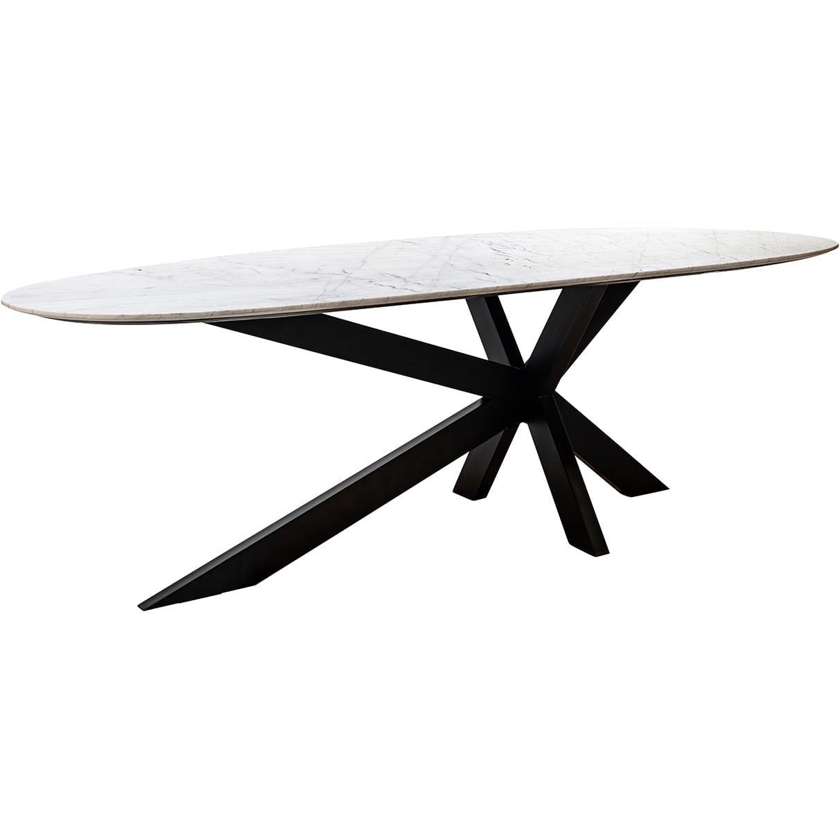 mutoni Table à manger Trocadéro marbre blanc 220x100  