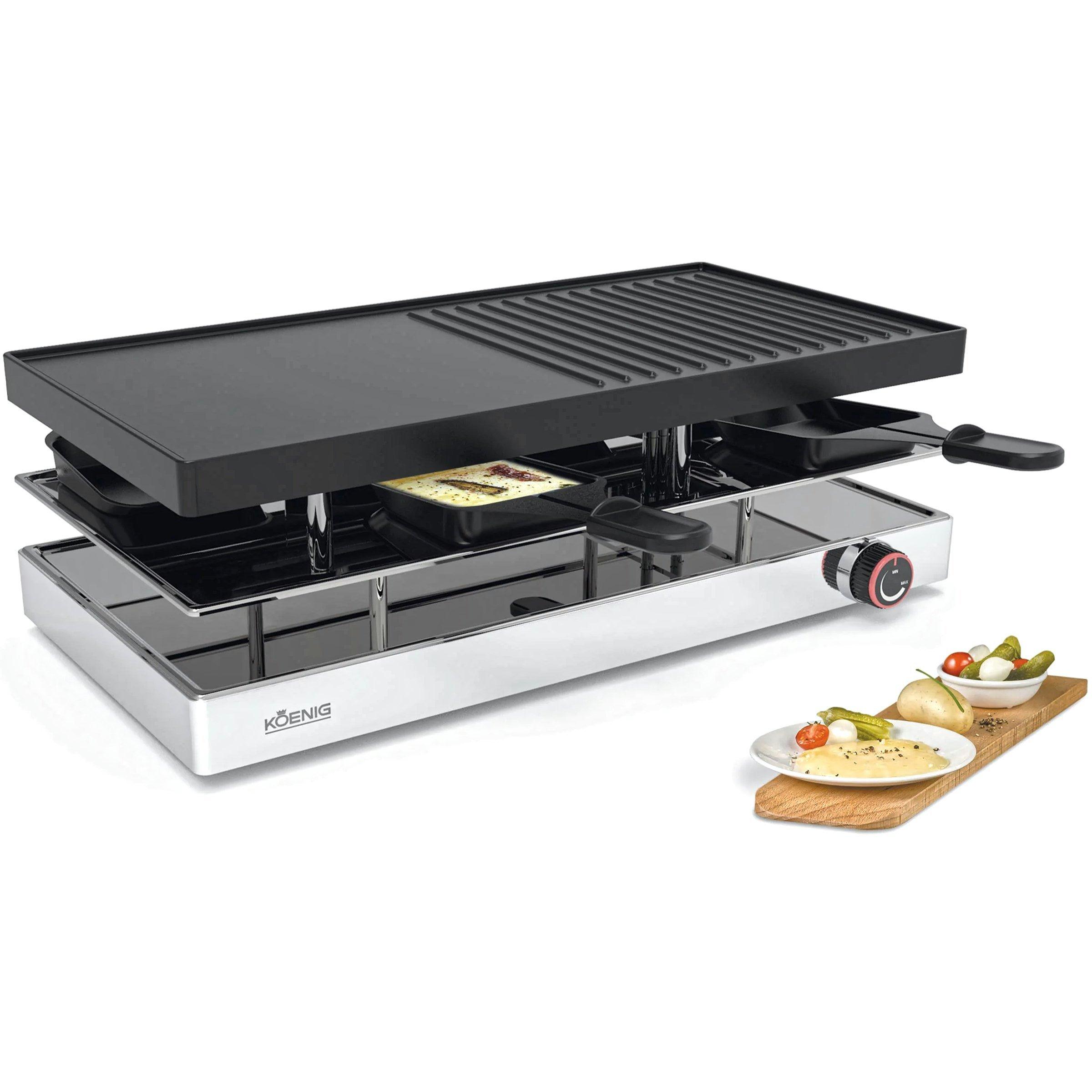 Image of KOENIG B02247 Raclette Grill 8 Person(en) 1200 W Schwarz, Edelstahl KOENIG B02247 Raclette Grill 8 Person(en) 1200 W Schwarz, Edelstahl