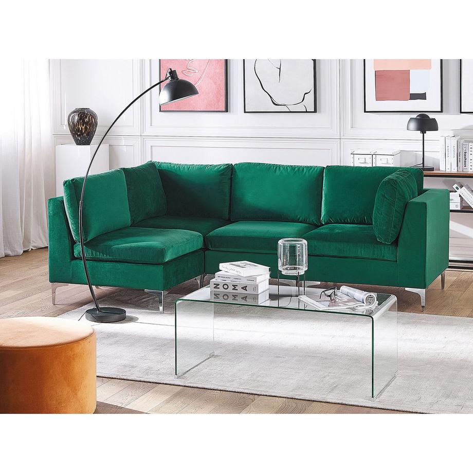 Beliani 4-Sitzer Ecksofa rechts aus Samtstoff  EVJA  