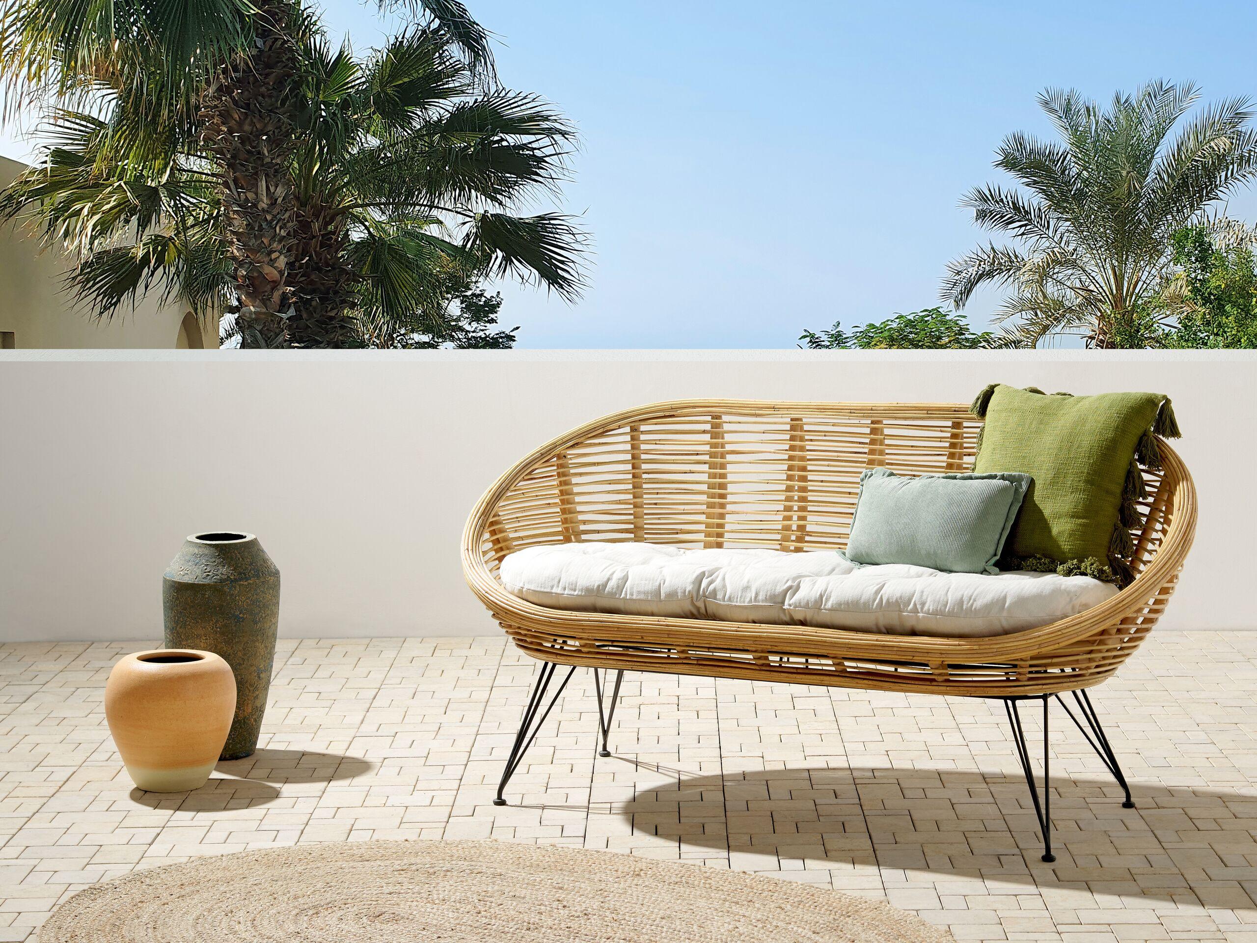 Beliani 2 Sitzer Sofa aus Rattan Boho MARATEA  