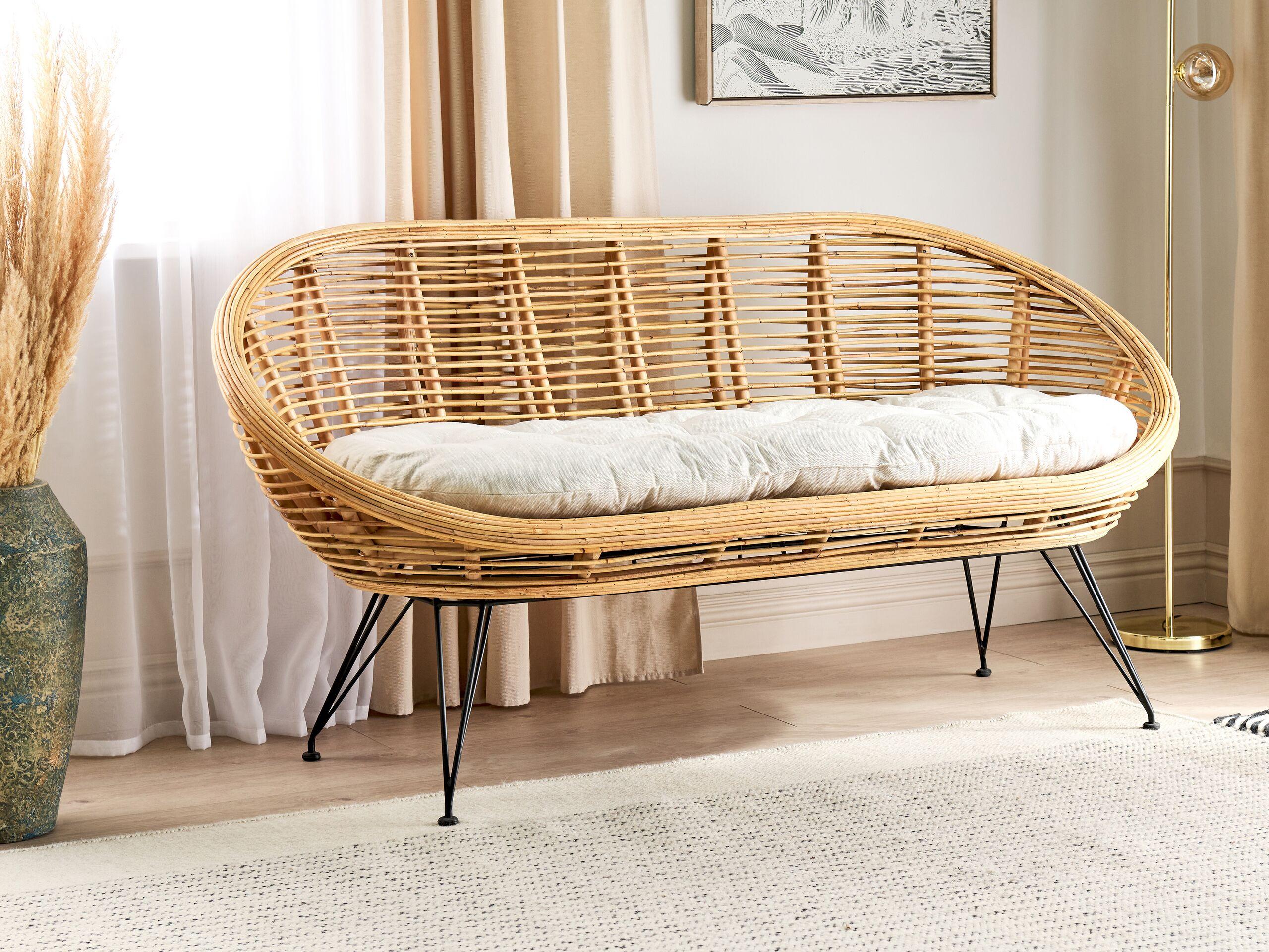 Beliani 2 Sitzer Sofa aus Rattan Boho MARATEA  