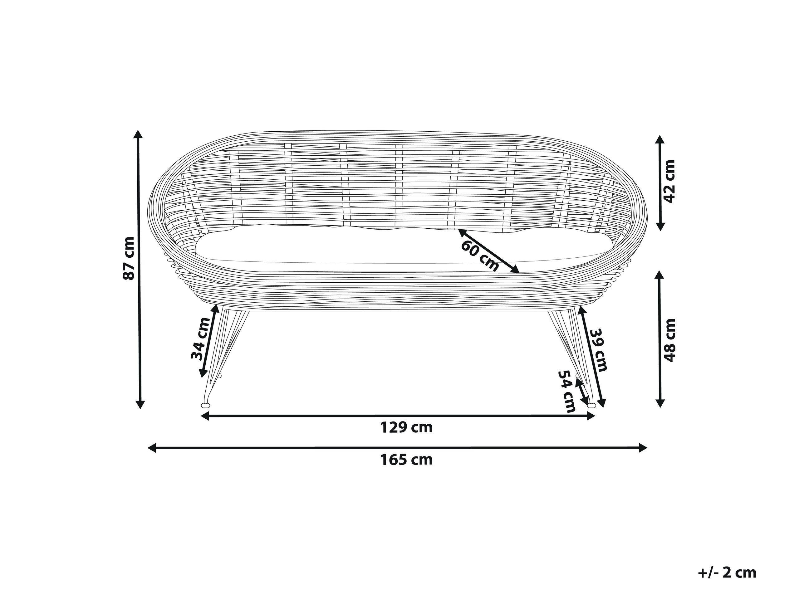 Beliani 2 Sitzer Sofa aus Rattan Boho MARATEA  