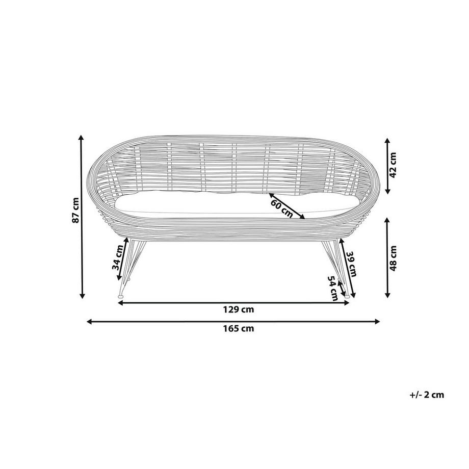 Beliani 2 Sitzer Sofa aus Rattan Boho MARATEA  