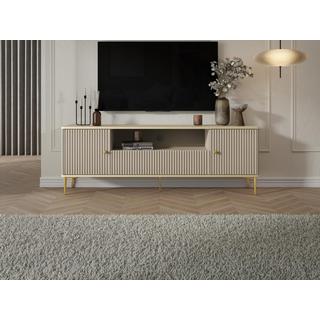 PASCAL MORABITO Mobile TV con 2 ante, 1 cassetto e 1 nicchia in MDF e Acciaio Beige e Dorato - SINEAD di Pascal MORABITO  