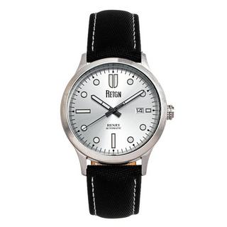 Reign  Montre automatique Reign Henry avec bracelet en cuir recouvert de toile avec date 