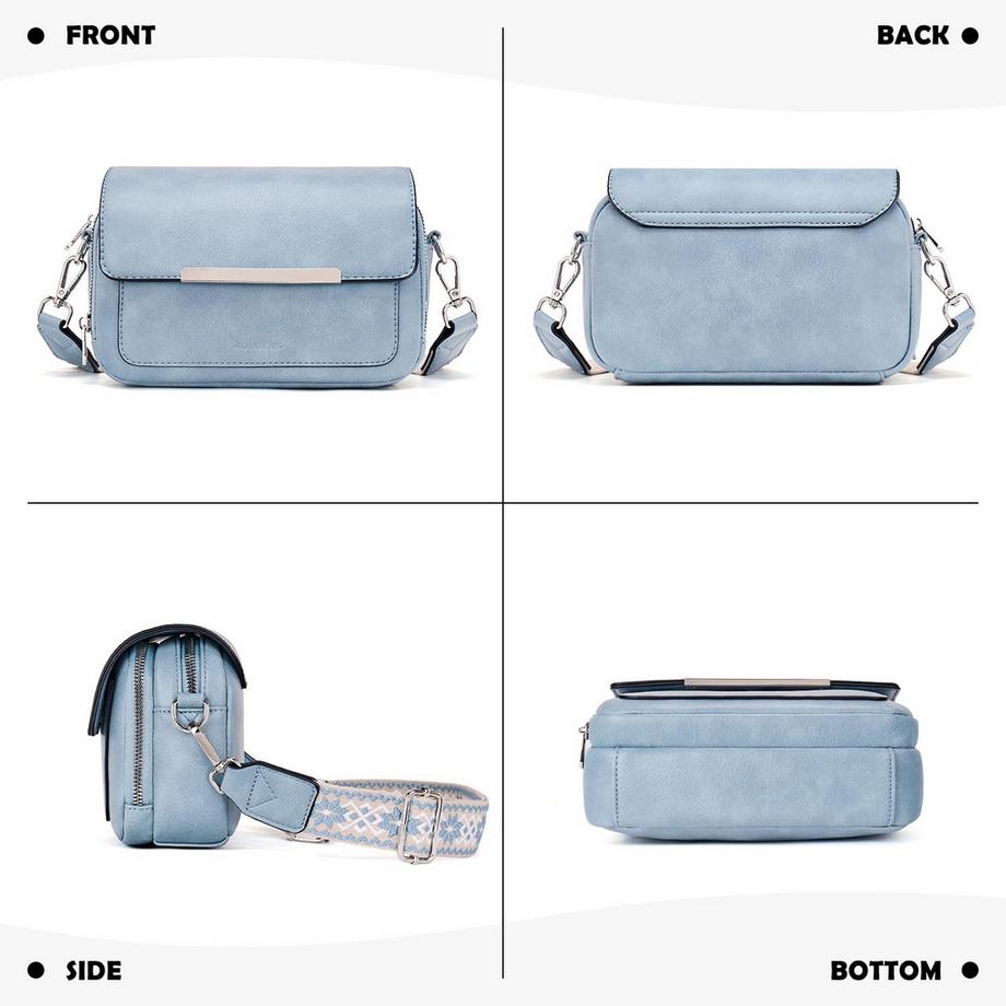 Only-bags.store Vegane Leder Crossbody Tasche mit verstellbarem abnehmbarem breitem Riemen  