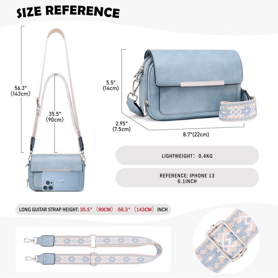 Only-bags.store Vegane Leder Crossbody Tasche mit verstellbarem abnehmbarem breitem Riemen  