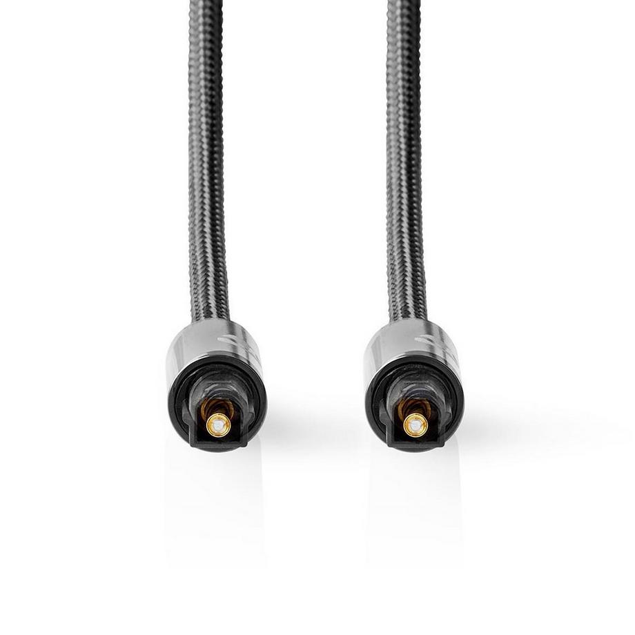 Nedis  Cavo audio ottico | TosLink maschio | TosLink maschio | 2,00 m | Rotondo | Cotone | Grigio con metallo | Cartone con finestra coperta 