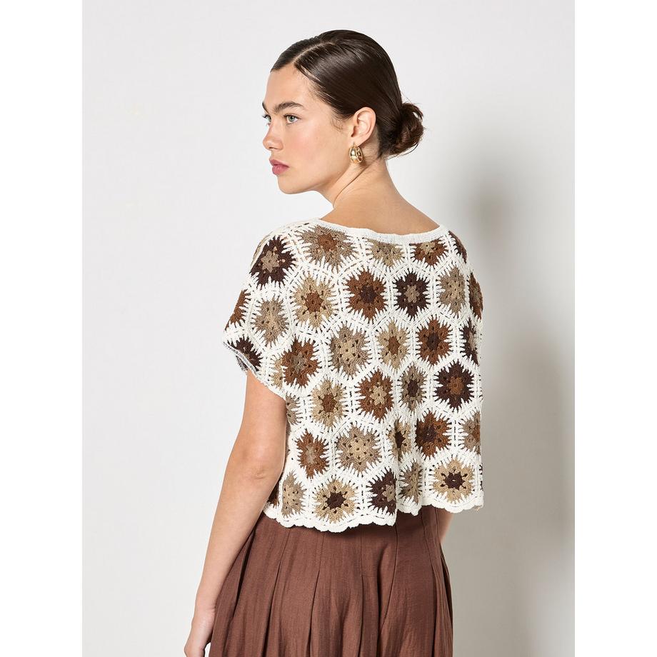 APRICOT Top Crochet Fiori Esagonali  