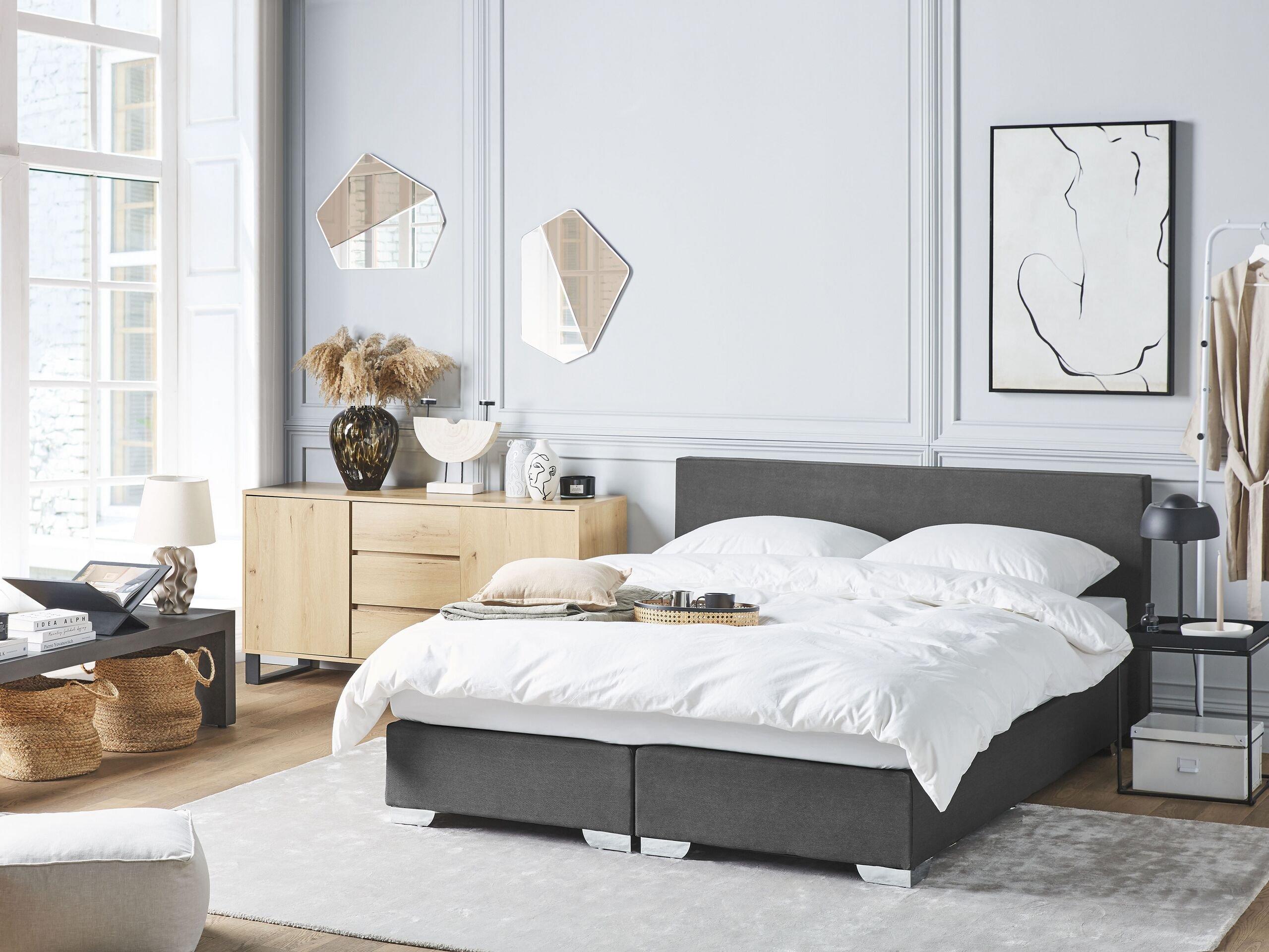 Beliani Lit Boxspring en Polyester Moderne PRESIDENT  