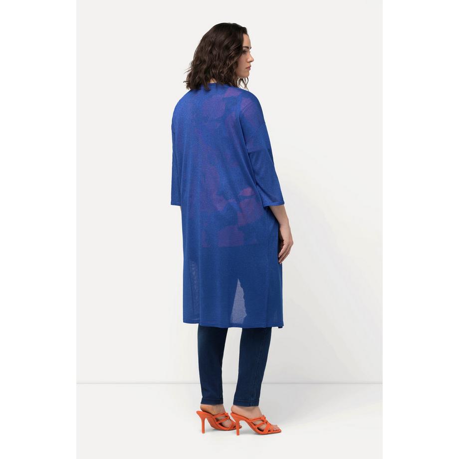 Ulla Popken Cardigan maille brillante coupe ouverte encolure en V  