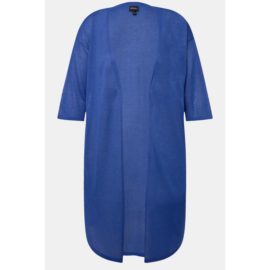 Ulla Popken Cardigan maille brillante coupe ouverte encolure en V  