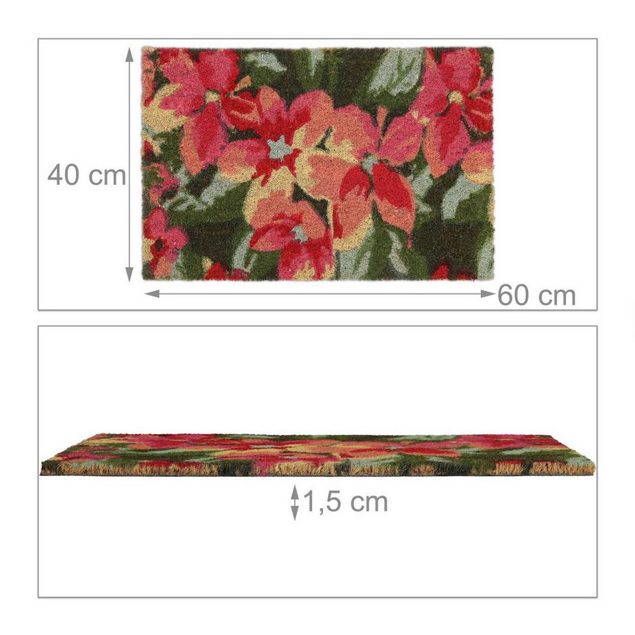 B2X Fußmatte aus Kokosfaser mit Blumenmotiv  