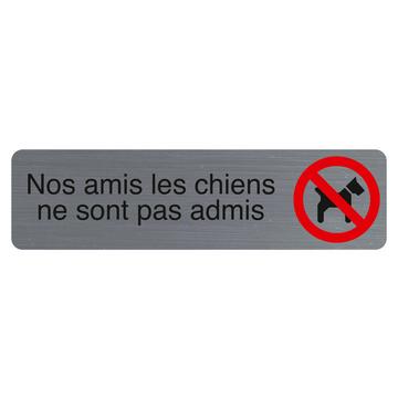 Plaque adhésive imitation aluminium Nos amis les chiens 16,5X4,4 cm