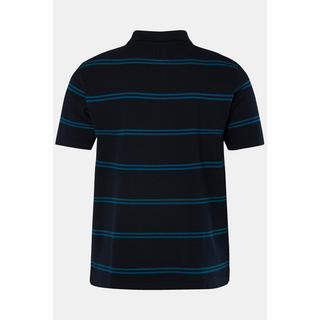 JP1880  Maglia polo in piqué a righe con mezze maniche blu scuro 