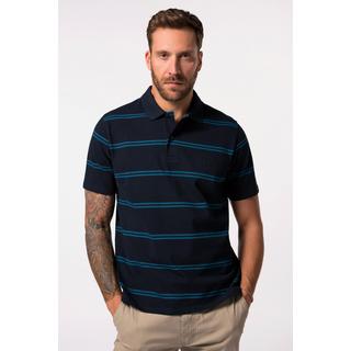 JP1880  Maglia polo in piqué a righe con mezze maniche blu scuro 