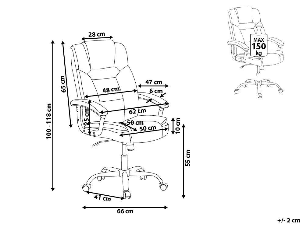 Beliani Fauteuil de bureau en Cuir PU Traditionnel ADVANCE  