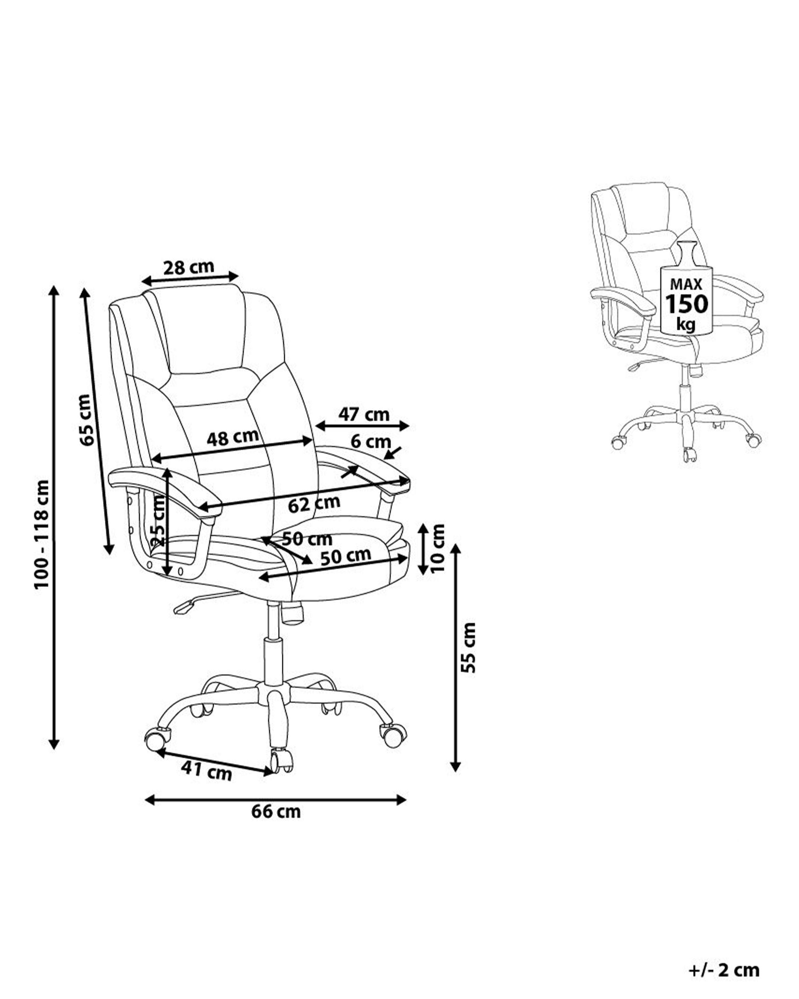 Beliani Fauteuil de bureau en Cuir PU Traditionnel ADVANCE  