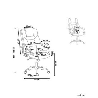 Beliani Fauteuil de bureau en Cuir PU Traditionnel ADVANCE  