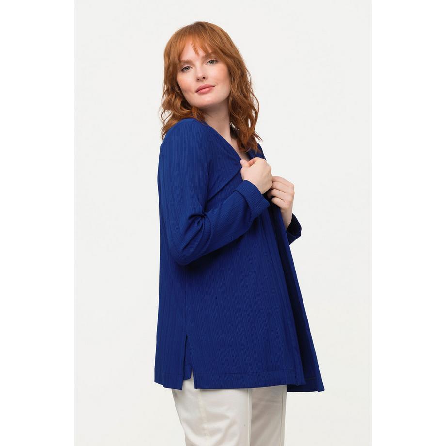 Ulla Popken Cardigan Ouvert Col Châle Côtelé Slinky  