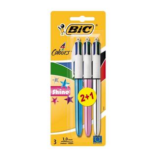 BiC  BIC 4 Colours Shine Nero, Blu, Rosso, Verde Medio 3 pz 