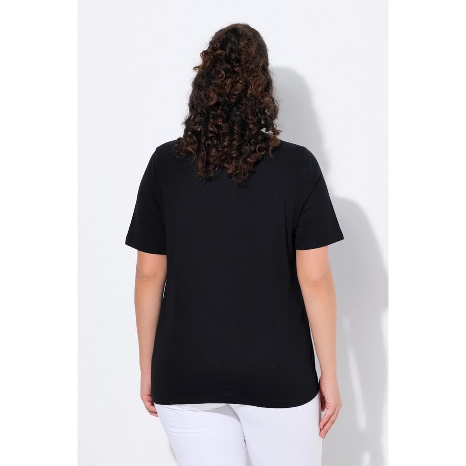 Ulla Popken Flamingo Ziersteine Rundhals Halbarm T-Shirt  